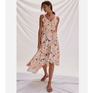 Anthropologie Hutch Garden Party Wrap Midi Dress Flutter Ruffles Size Medium